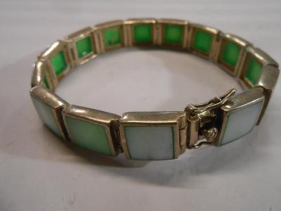 Rarita Masivní STŘÍBRO Náramek Perlet Stříbro Ag Deco Šperk 1968