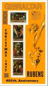 Gibraltar 1977 Známky aršík 4 ** Rubens umění malovani Vánoce