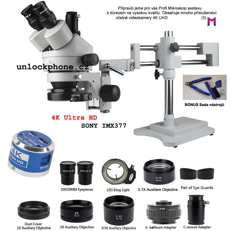 Stereo Mikroskop Trinokular 3.5X-90X Kamera SONY IMX377 4K +0.7XBarlow - Foto