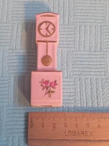Ružová porcelánová miniatúra Hodiny pozlátená