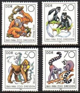 DDR 1986 Opice z Drážďanské ZOO Mi# 3019-22