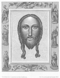 Praha tvář Kristova u sv. Víta, oceloryt 1860