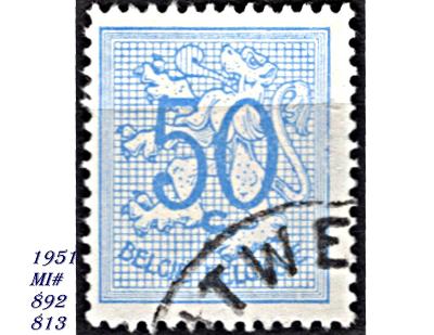 Belgie 1951,  číslo na stojícím lvu /znak/, MF