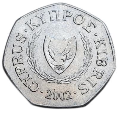 ✅Kypr 50 centů 2002 - Kyperská republika (1983 - 2007)