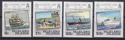 Falklandy ** Mi.407-410 Lodě, pojišťovna Lloyds (Mi€ 5,50)