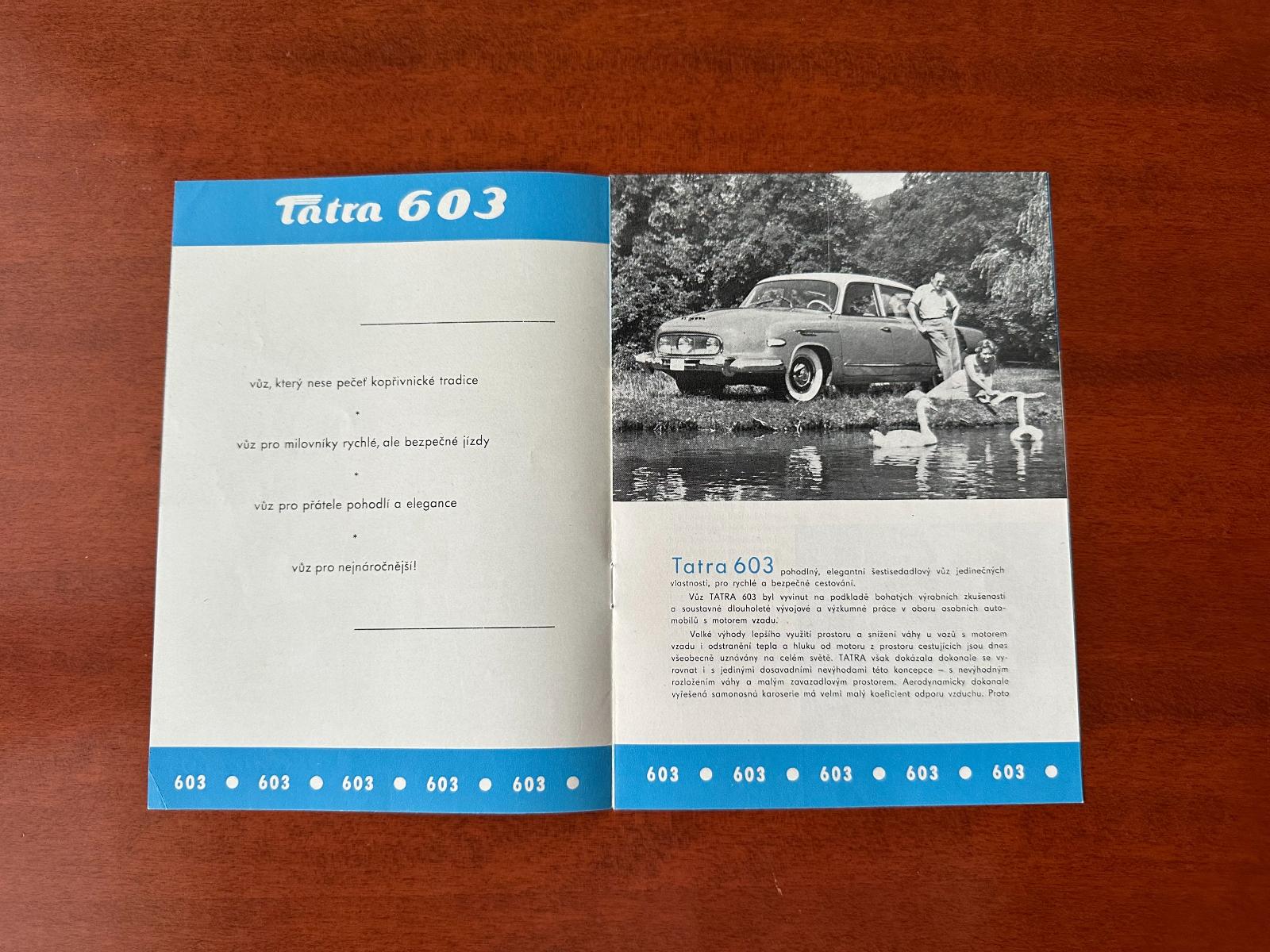 Starý originální prospekt Tatra 603, r.1970 - Motoristická literatura