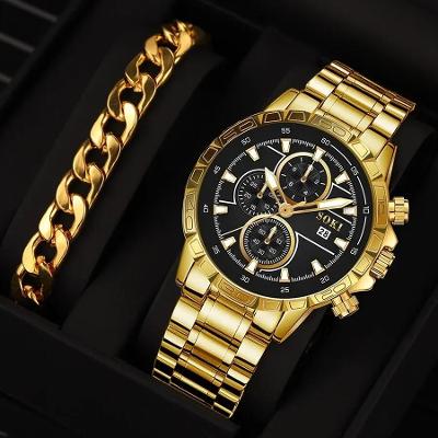 Luxusní Pánské hodinky ve zlaté barvě + náramek 