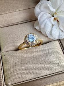 Zlatý 1 ct. Moissanit moissanite diamantový Snubní prsten diamant 925