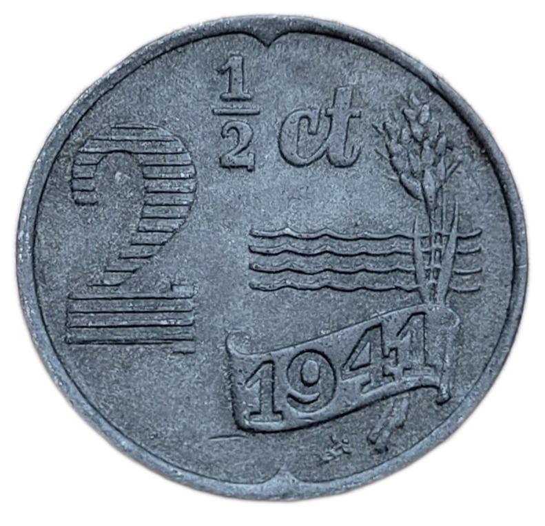 ✅Holandsko 2 1/2 centu 1941 - Kráľovná Wilhelmina (1890 - 1948) - Numizmatika