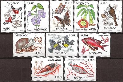 Monako 2002 Fauna a flóra TOP SET Mi# 2573-82 Velmi vysoký nominál !!!