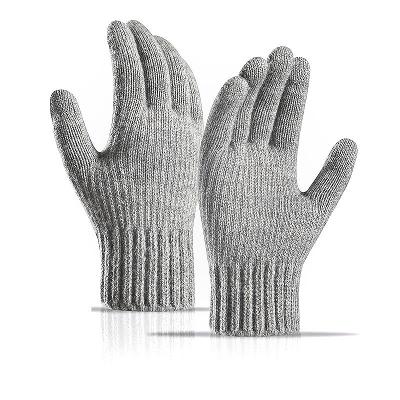 Teplé a stylové světle šedé rukavice s žebrovým úpletem JUSTA, vel. M