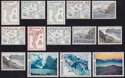 Faerské ostrovy 1975 Krajiny a mapy Mi# 7-20 Kat 12€