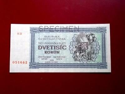 bankovka Slovenský Štát  2000 Korun 1945   Luxusní