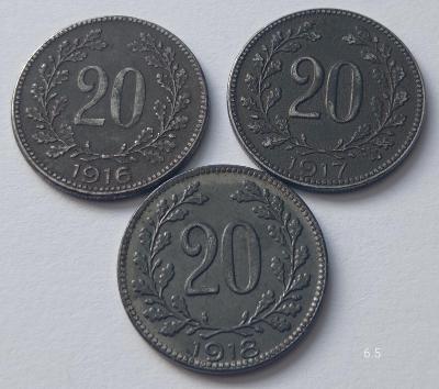 Sada mincí 20 Heller 1916-1918 Rakousko uhersko