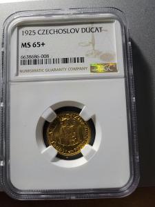 Zlatá mince Svatý Václav Jednodukát Československý 1925-MS 65+ !!!!!