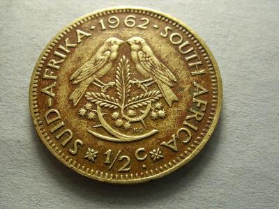 Jihoafrická republika - 1/2 CENTA z roku 1962 MOSAZ (25,5 MM)