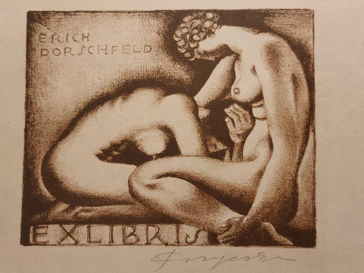 Michel Fingesten, Eroticky EX LIBRIS, 9,5 x 11,5 CM - Výtvarné umenie
