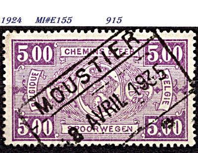 Belgie 1924,  železniční balíková, znak, hodnota v rámečcích