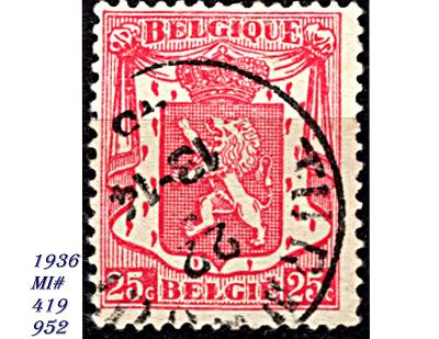 Belgie 1936,  malý znak,