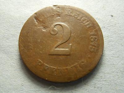 Německo, Kaiser Reich , 2 Pfennig z roku 1875 G