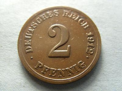Německo, Kaiser Reich , 2 Pfennig z roku 1912 F