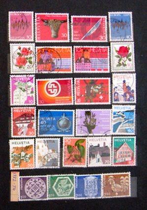 ŠVAJČIARSKO zostava 25 použitých známok 1972-74 - Známky