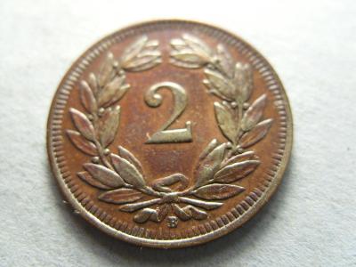 Švýcarsko, 2 Rappen z roku 1908 B