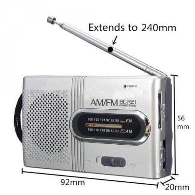 Kapesní malé FM/AM radio s anténou BC-R21