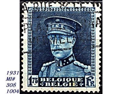 Belgie 1931,  král Albert v uniformě s brigadýrkou