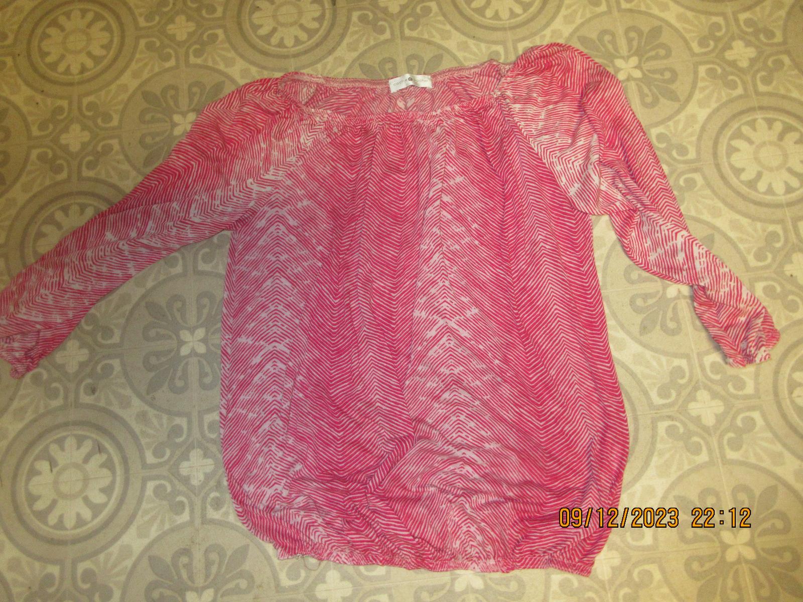 bluzza tričko červeno-biele m/L - Dámske oblečenie