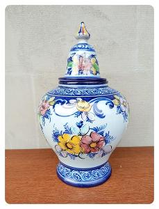 Stará keramická dekorativní malovaná váza / dóza Vestal Alcobaca