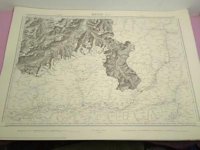 Topgrafická mapa Švajčiarska XX. z roku 1858 G.H.Dufour