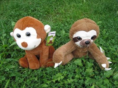 Plyšák,2 nová plyšová zvířátka,opička a lenochod,cena je za 2 kusy