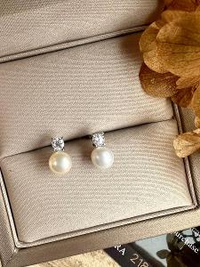 Perlový set sada Moissanit perla diamantové náušnice diamant 925