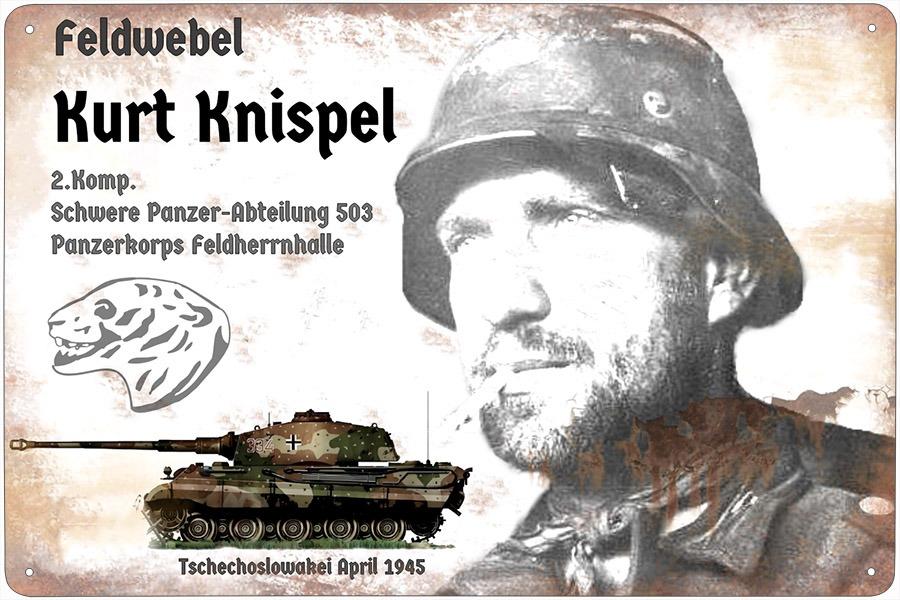 plechová ceduľa - tankové eso Kurt Knispel - s.Pz.Abt. 503 - Vojenské zberateľské predmety