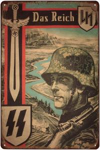 plechová cedule: 2. SS-Panzer Division „Das Reich (válečná propaganda)