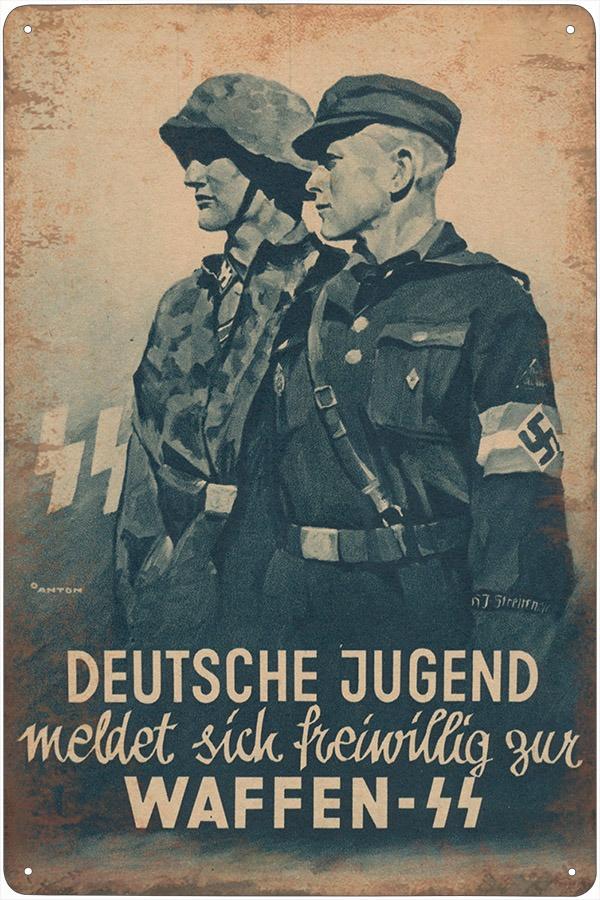 plechová ceduľa: nemecká mládež .... - vojnová propaganda - Vojenské zberateľské predmety