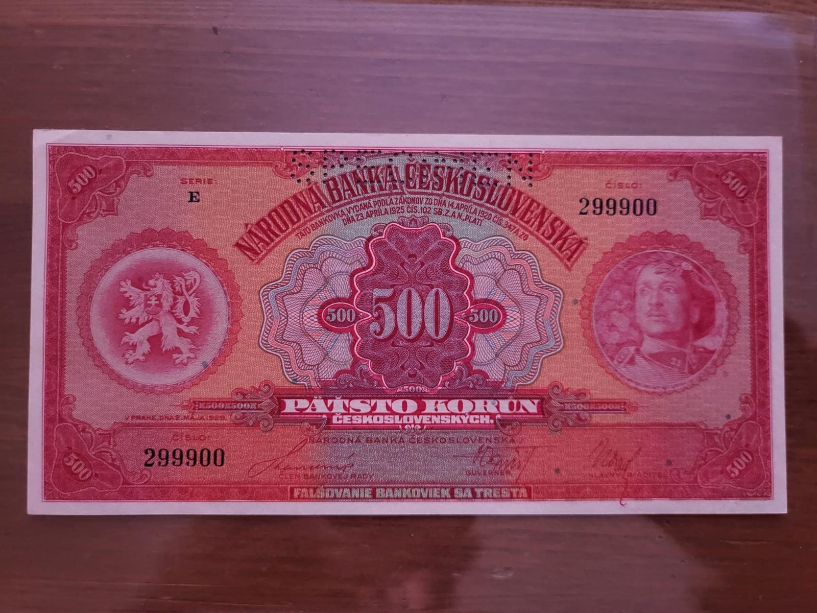 500 Kč € 1929 UNC Československo - Bankovky