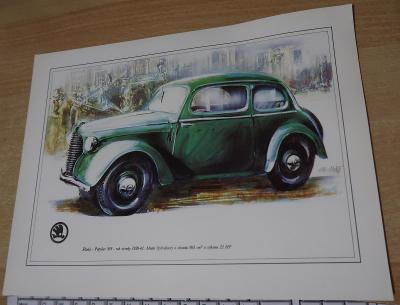 Škoda 995 Popular  1939-42 origo dobové 31x23cm, tvr. lesk. papír AZNP