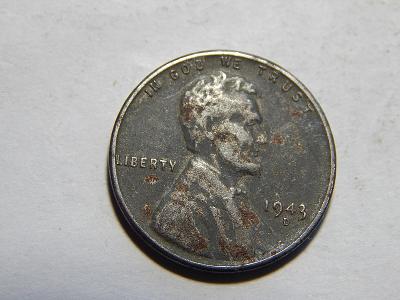 USA 1 Cent 1943 D Zn XF č10098 