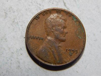 USA 1 Cent 1953 D VF č10401 