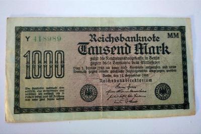 Bankovka Nemecko, 1000 Marek 1922