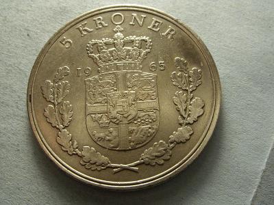 Dánsko - 5 Kroner z roku 1965 - VELKÁ MINCI
