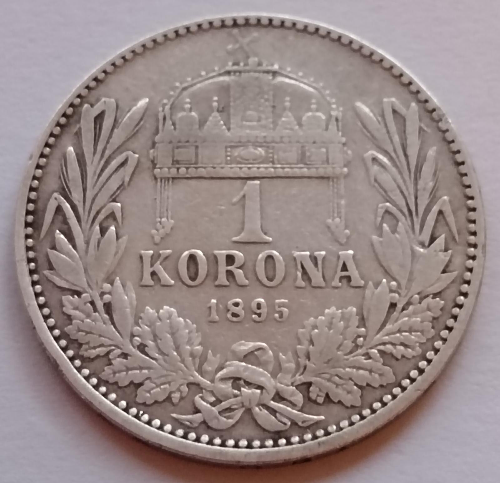 Strieborná minca 1 koruna 1895 kB František Jozef I. - Numizmatika