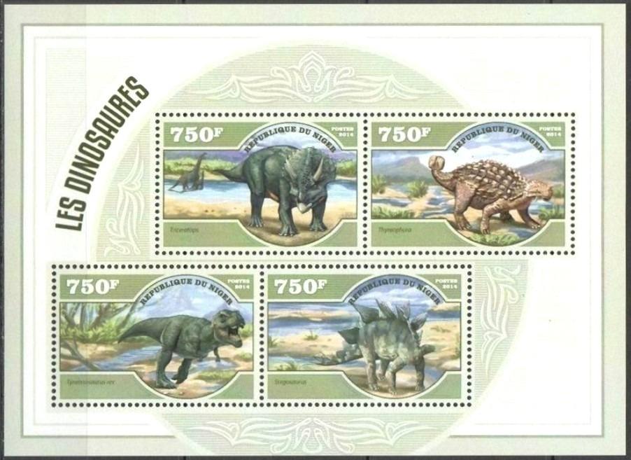 Niger 2014 Dinosaury Mi# 3045-48 Kat 12€ R041 - Tematické známky