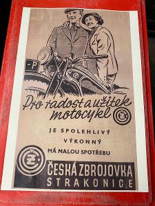 Motocyklový Plakát, reklama - ČZ předválečná 2.
