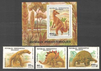 ** MADAGASKAR krátká série a aršík pravěká, dinosauři 1989