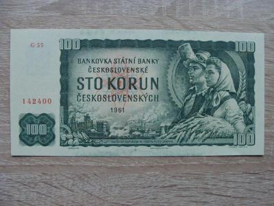 100 Kčs 1961 G 55 142400 UNC, originál foto, TOP bankovka z mé sbírky