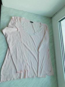 Krásná růžová rip košilka s krajkou, dl.rukáv, LASCANA, prsa 120 cm