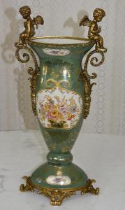 Zámecká váza s amorky - porcelán + bronz